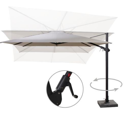 4 Seasons Siesta Premium Parasol 3x3m - Grey